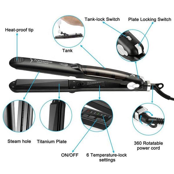 Steam pot hair outlet straightener